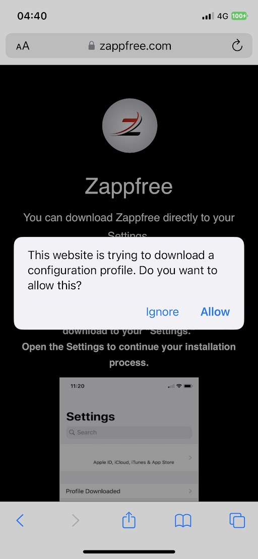 Zappfree Install Guide - Step 4