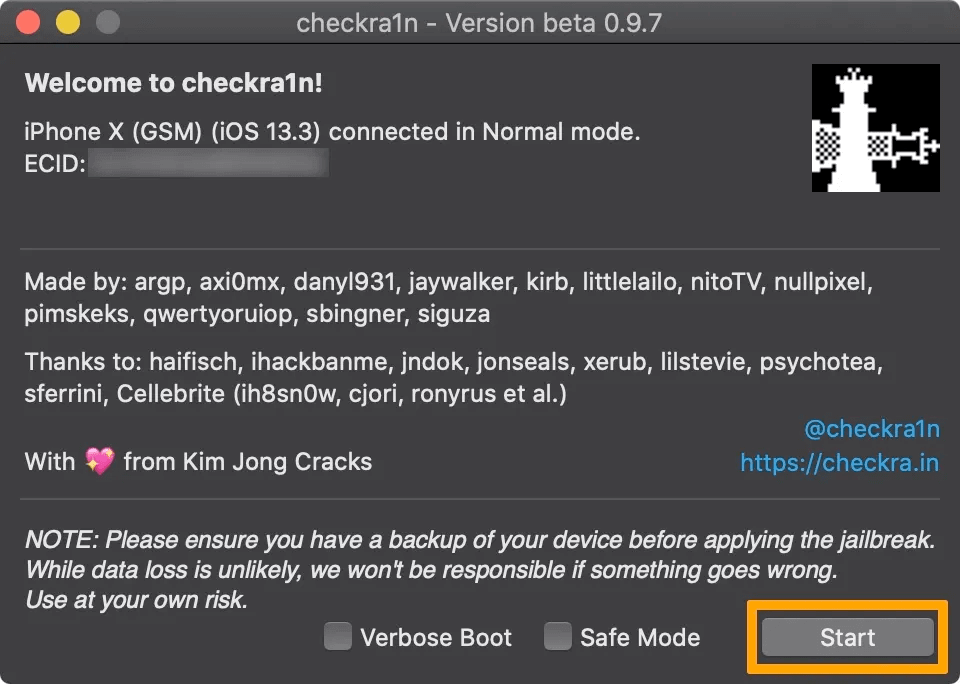 How to jailbreak with checkra1n Step 3