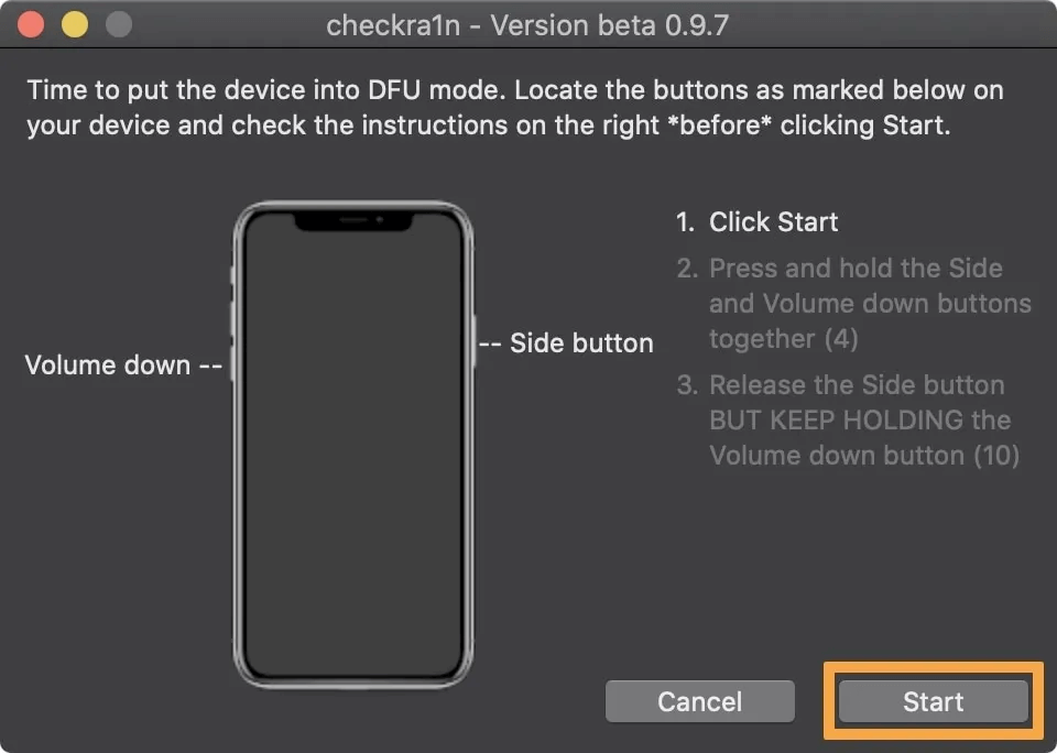 How to jailbreak with checkra1n Step 5