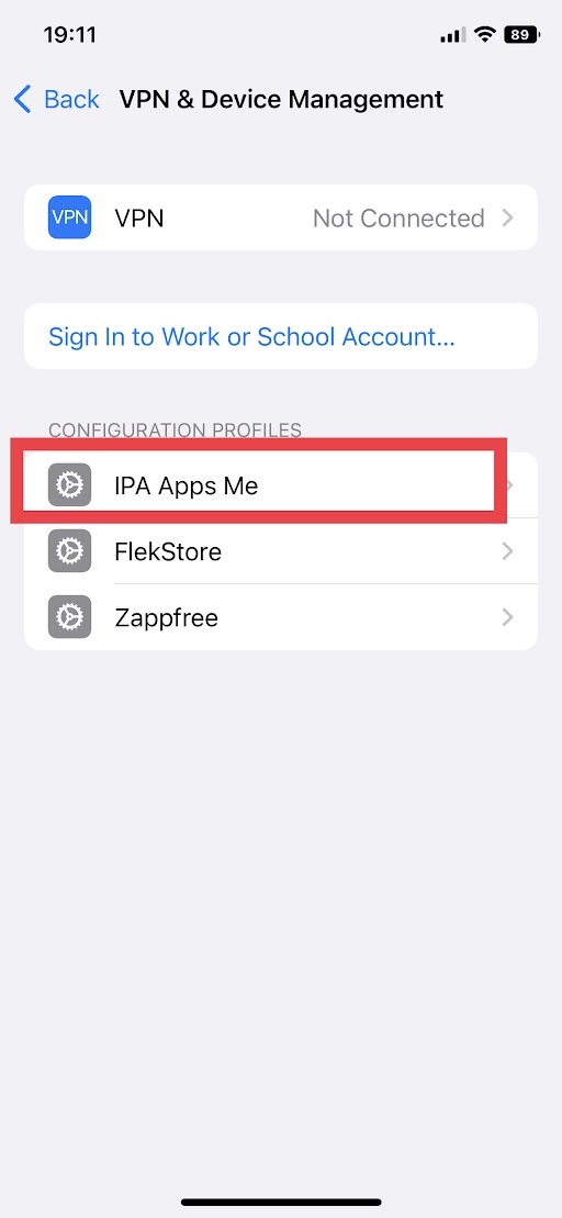 How to remove IPA Apps Me - Step 3